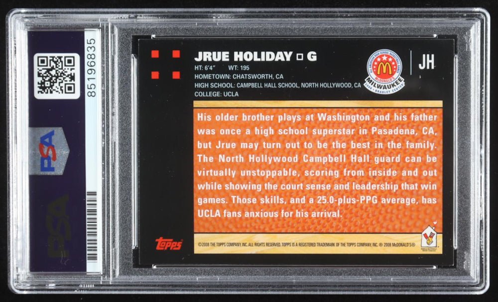 Jrue Holiday Signed 2008 Topps McDonald's All-American #JH (PSA | Autograph Graded 10) (Online Order Only)