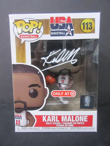 Karl Malone Signed USA Basketball Funko Pop #113 Certified w COA 2362642 (Online Order Only)