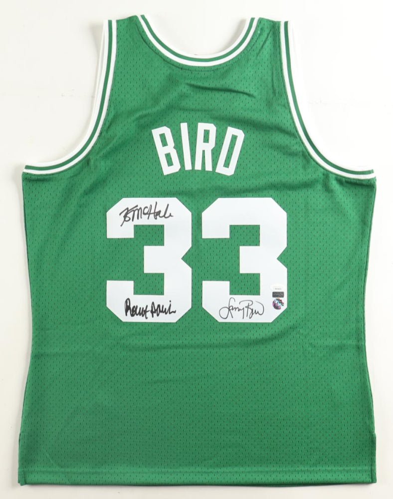 Larry Bird, Kevin McHale & Robert Parrish Signed Celtics Jersey (JSA, New England Picture & Bird) Boston Celtics (Online Order Only)