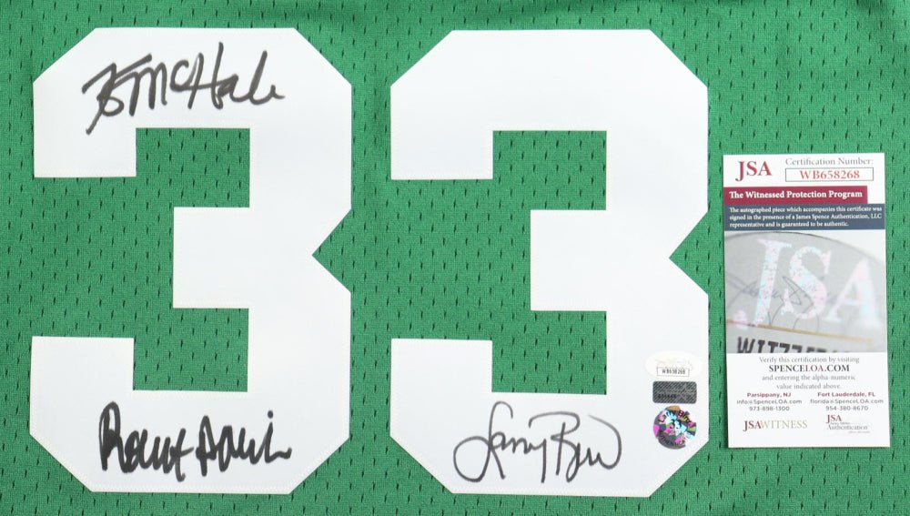 Larry Bird, Kevin McHale & Robert Parrish Signed Celtics Jersey (JSA, New England Picture & Bird) Boston Celtics (Online Order Only)