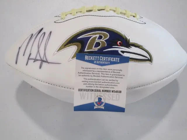 Mark Ingram of the Baltimore Ravens signed autographed logo football Beckett COA 138 (Online Order Only)