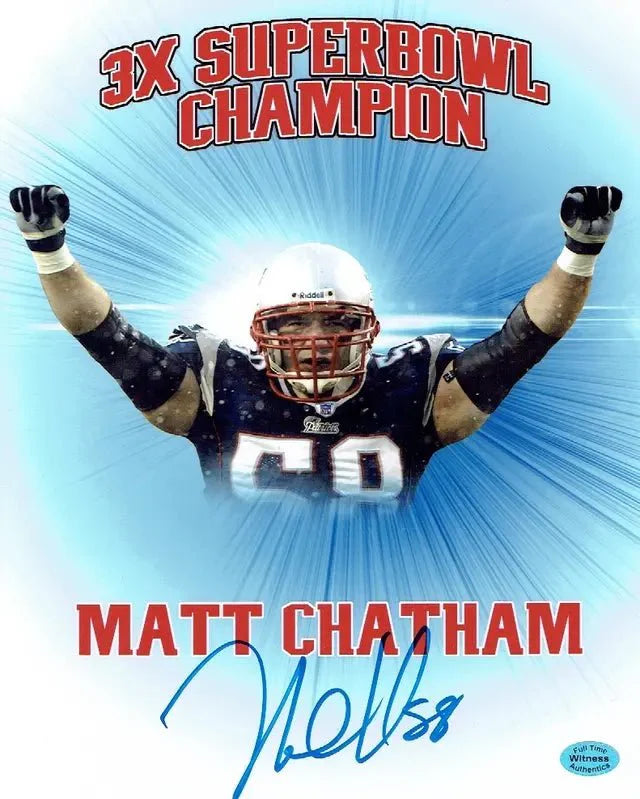 Matt Chatham New England Patriots Autographed 8x10 Photo Full Time coa (Online Order Only)