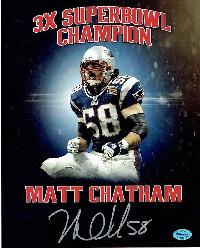 Matt Chatham New England Patriots Autographed 8x10 Photo Full Time coa (Online Order Only)