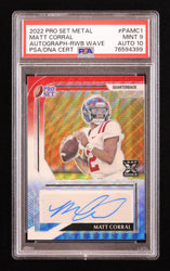 Matt Corral 2022 Pro Set Metal Autographs Red White and Blue Wave #PAMC1 RC #2/7 (PSA 9 | Autograph Grade 10) (Online Order Only)