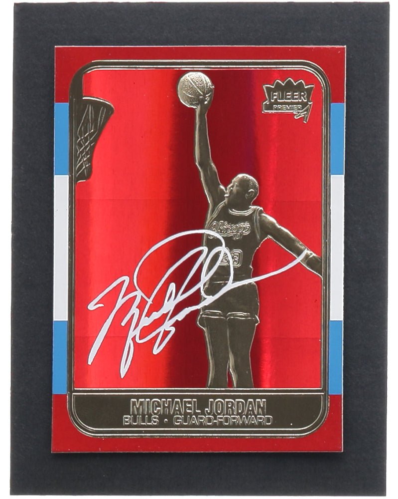 Michael Jordan 1997 Fleer Premier Signature Series Red Holo Refractor 23Kt Gold Card (Online Order Only)