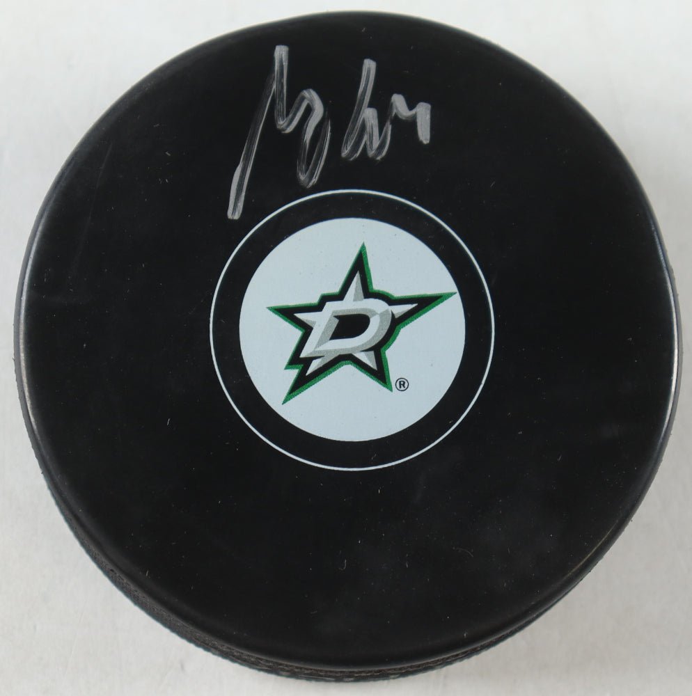 Miro Heiskanen Signed Stars Logo Hockey Puck (Beckett) (Online Order Only)