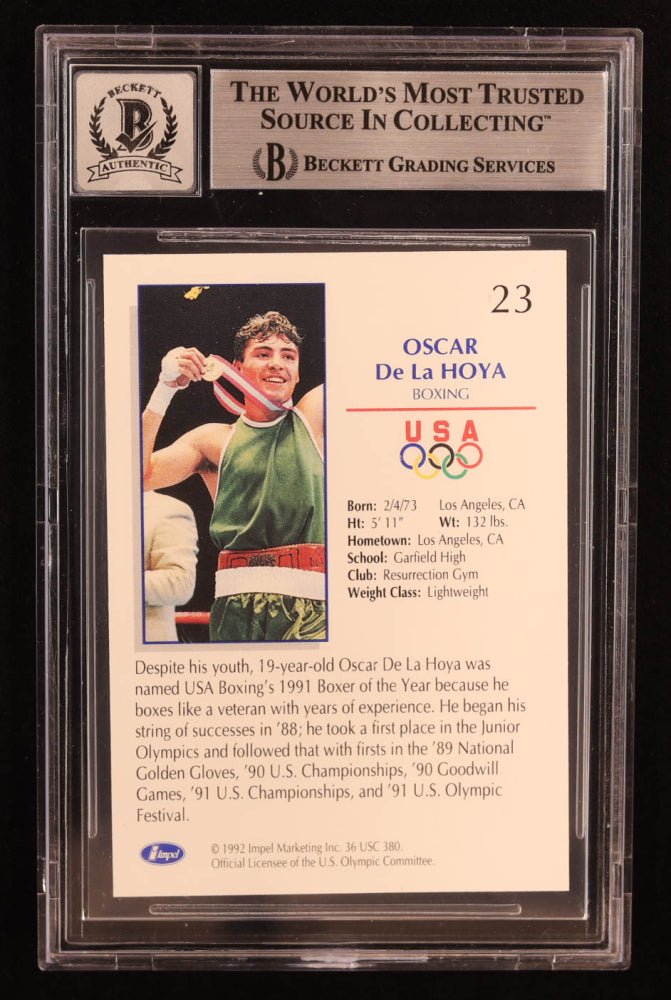 Oscar De La Hoya Signed 1992 Impel U.S. Olympic Hopefuls #23 (BGS | Auto 10) (Online Order Only)