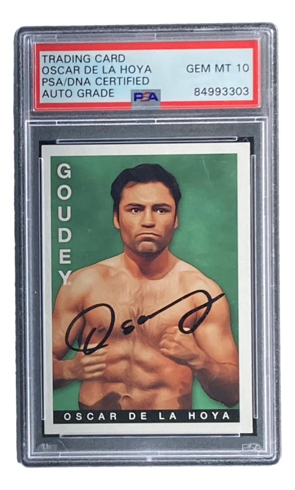 Oscar De La Hoya Signed 2015 Upper Deck Goodwin Champions Goudey #27 (PSA | Autograph Graded 10) (Online Order Only)