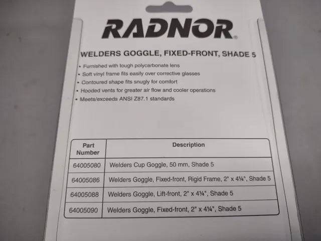 RADNOR Welders Goggles Part Number RAD64005090 (Online Order Only)