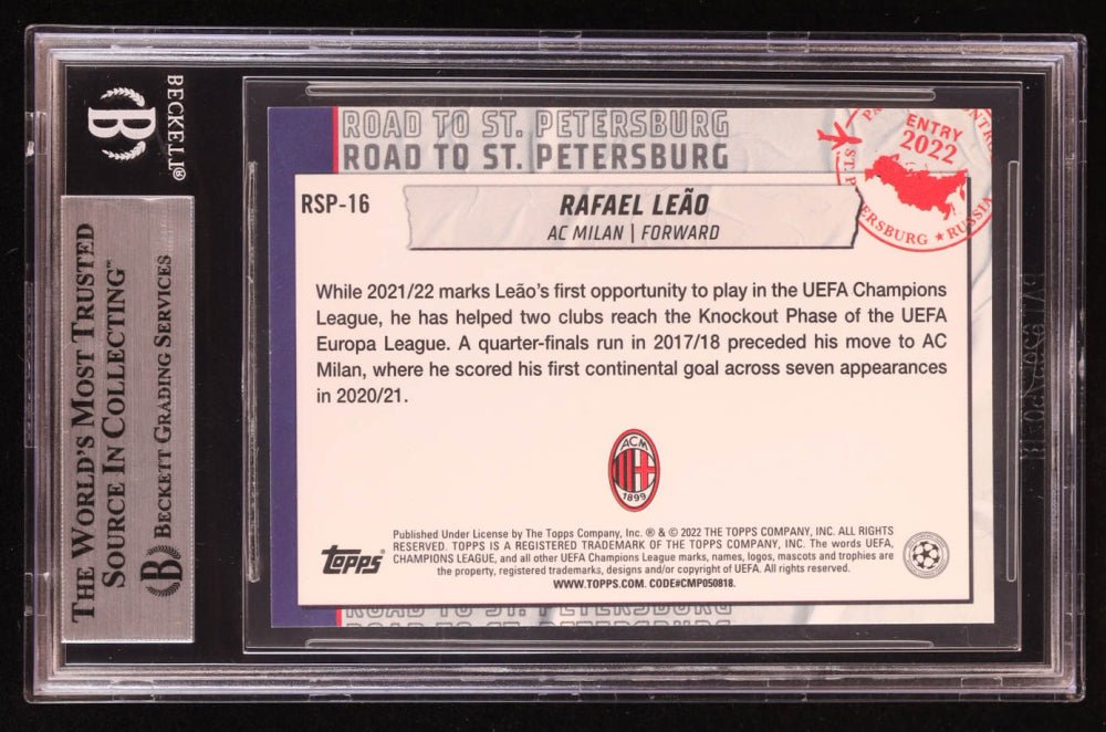 Rafael Leao Signed 2021-22 Topps UCL Road to St. Petersburg #RSP16 (BGS) Beckett Witnessed (Online Order Only)