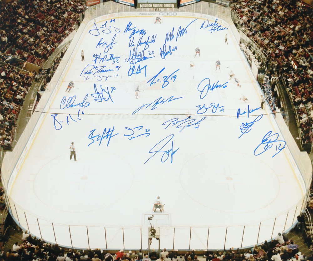 Rangers 20x24 Photo Team-Signed by (26) with Jaromir Jagr, Glen Anderson, Mark Messier, Henrik Lundqvist, & Mike Richter (Steiner) (Online Order Only)