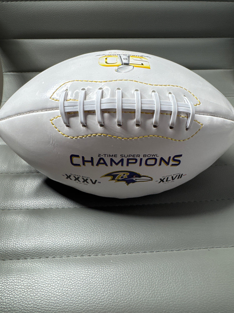 Ray Lewis Signed Team Logo Football with cCOA 125951 (Online Order Only)
