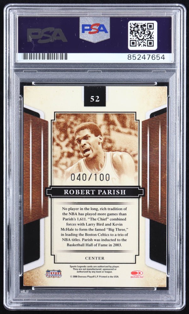 Robert Parish Signed 2008 Donruss Sports Legends #52 (PSA) (Online Order Only)