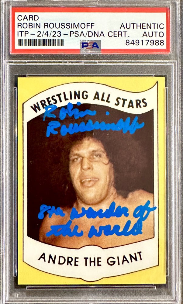 Robin Roussimoff Signed 1982 Wrestling All-Stars Japan Andre the Giant Inscribed "8th Wonder of the World" (PSA) (Online Order Only)