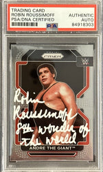 Robin Roussimoff Signed 2022 Panini Prizm WWE Andre the Giant #200 Inscribed "8th Wonder of the World" (PSA) (Online Order Only)