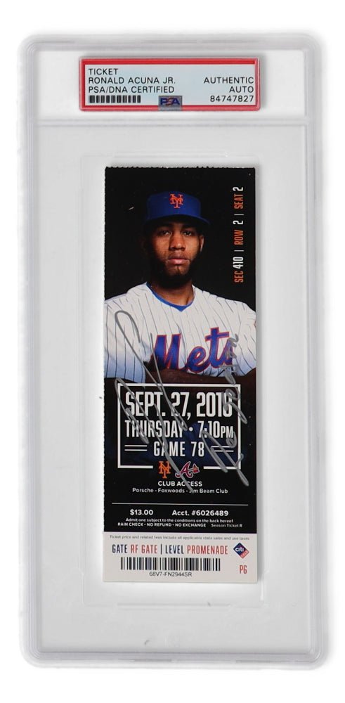 Ronald Acuna Jr. Signed 2018 Rookie Season MLB Ticket Inscribed "RC Season" (PSA) (Online Order Only)