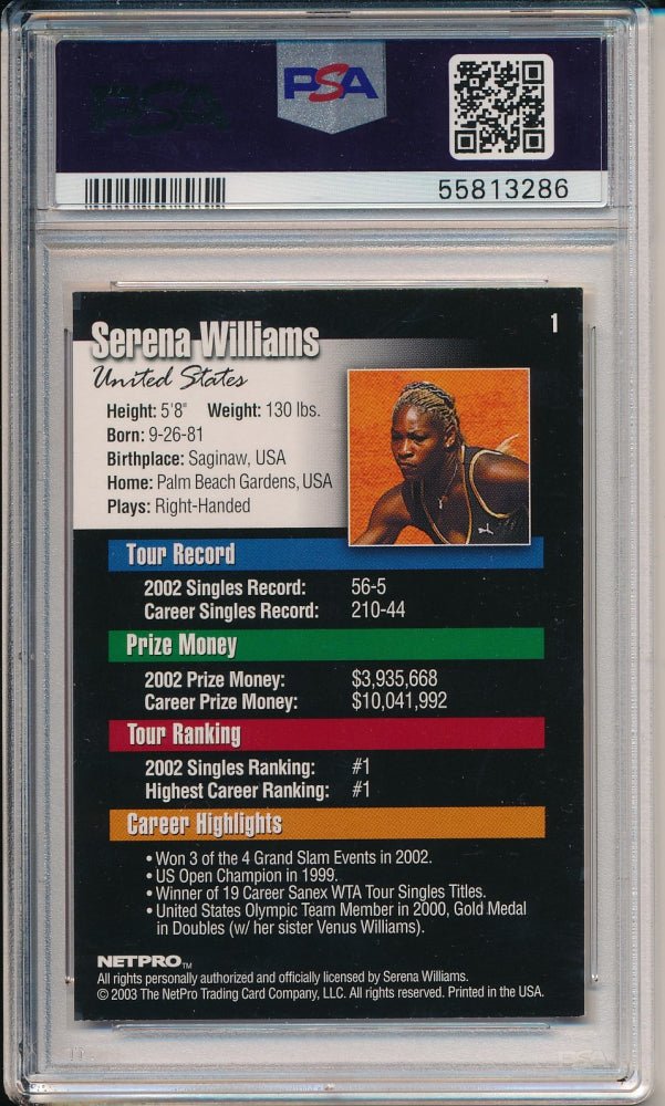 Serena Williams 2003 NetPro #1 RC (PSA 9) (Online Order Only)
