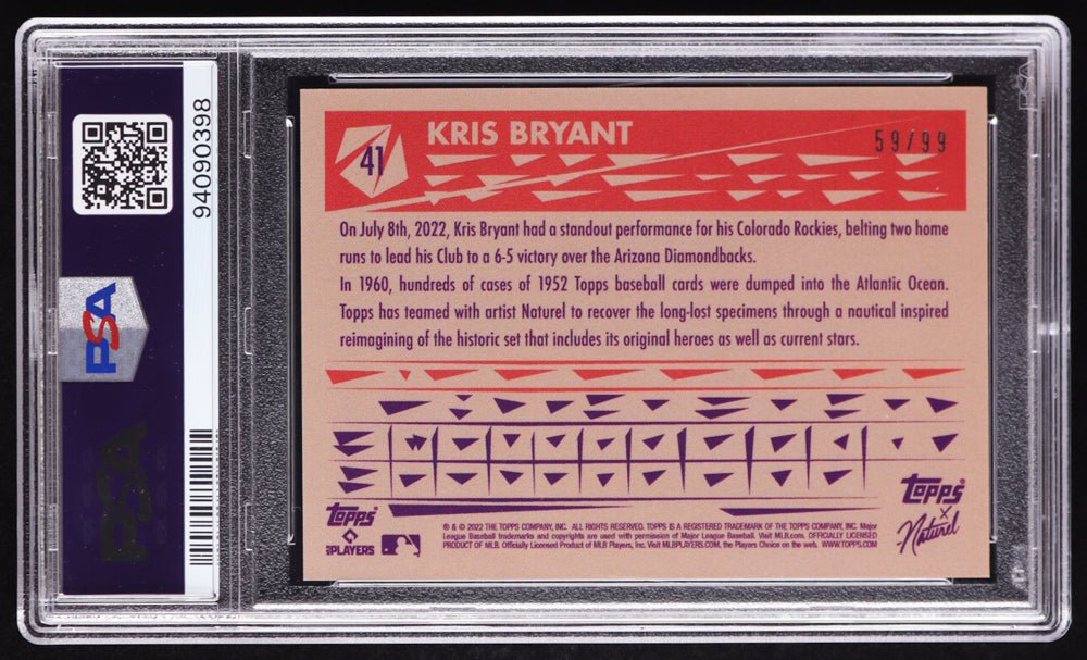 Signed Kris Bryant 1952 #59/99 (PSA 8 | Auto 10) Serially Numbered #59 / 99 (Online Order Only)