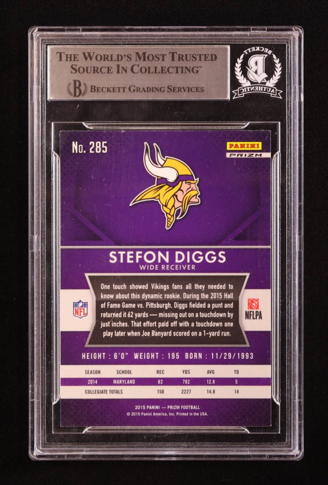 Stefon Diggs Signed 2015 Panini Prizm Prizms #285 RC (BGS) (Online Order Only)