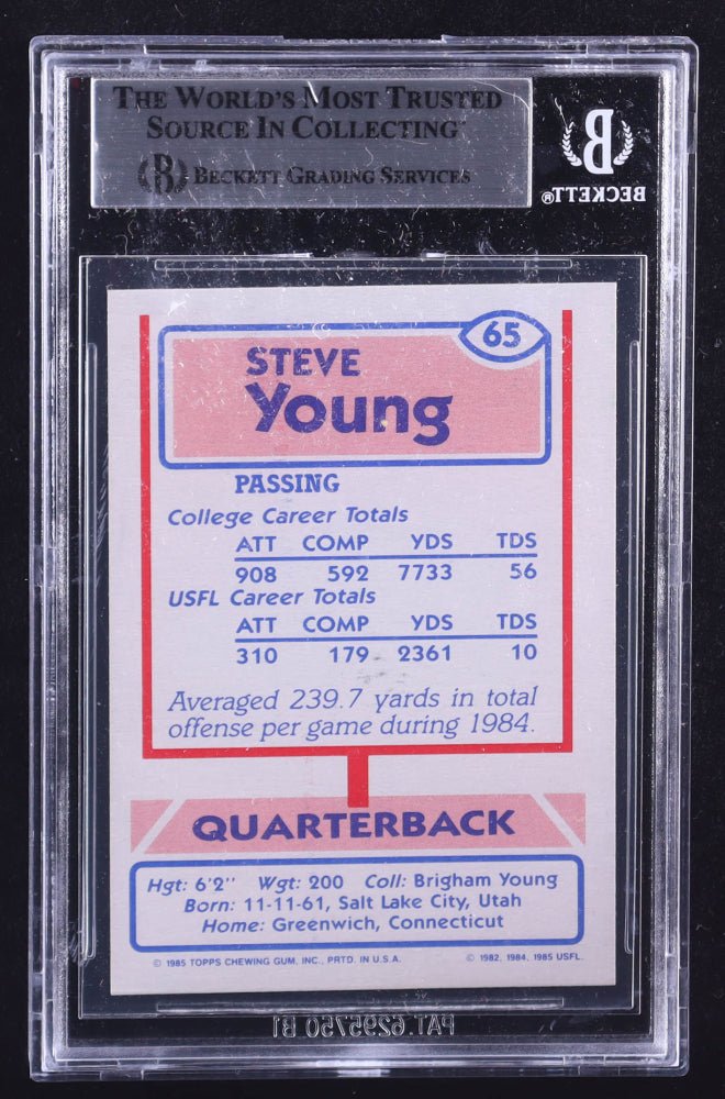 Steve Young Signed 1985 Topps USFL #65 RC (BGS) Rookie Card (Online Order Only)