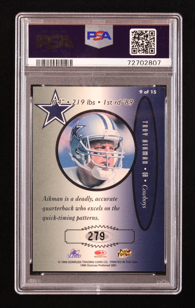 Troy Aikman 1999 Donruss Preferred QBC Autographs #9 (PSA 7 | Autograph Graded PSA 9) (Online Order Only)