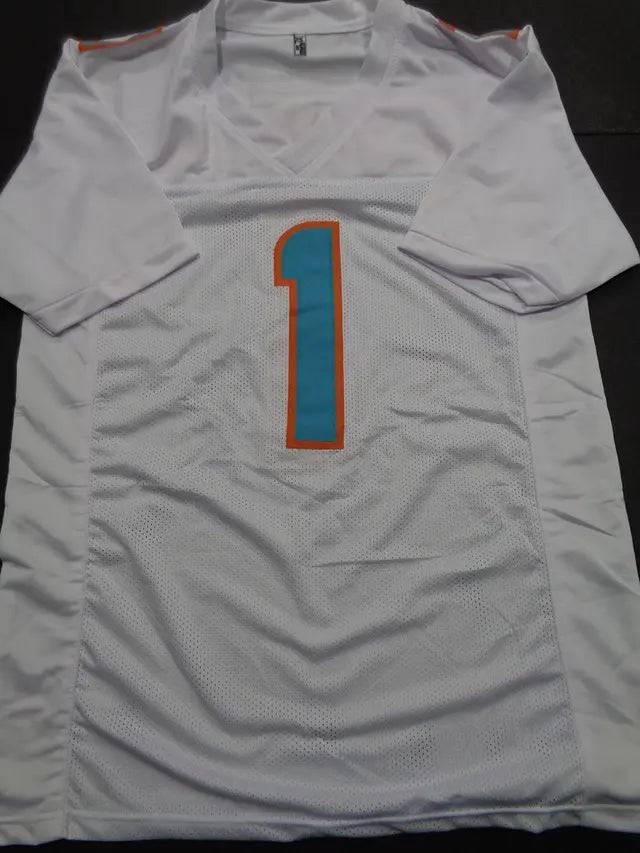 Tua Tagovailoa Miami Dolphins Autographed Custom Football Jersey GA coa (Online Order Only)