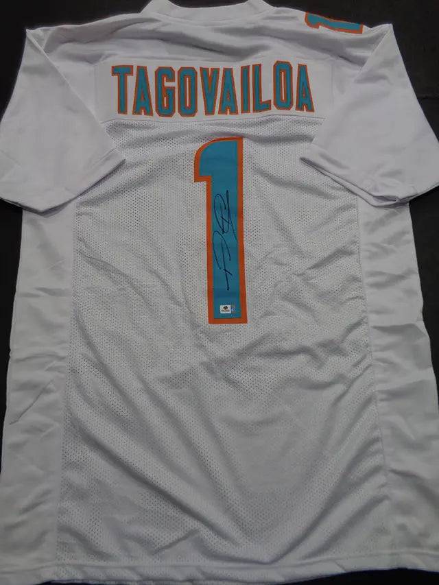 Tua Tagovailoa Miami Dolphins Autographed Custom Football Jersey GA coa (Online Order Only)