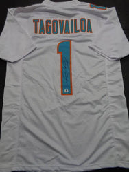 Tua Tagovailoa Miami Dolphins Autographed Custom Football Jersey GA coa (Online Order Only)