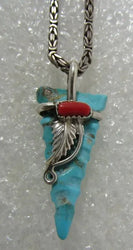 TURQUOISE ARROW PENDANT NECKLACE STERLING SILVER (Online Order Only)