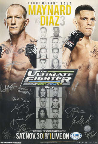 "UFC Lightweight Bout: Maynard vs Diaz" LE 27x39 Poster Signed By (20) With Nate Diaz, Gray Maynard, Michael Wootten, Raquel Pennington (UFC) (Online Order Only)