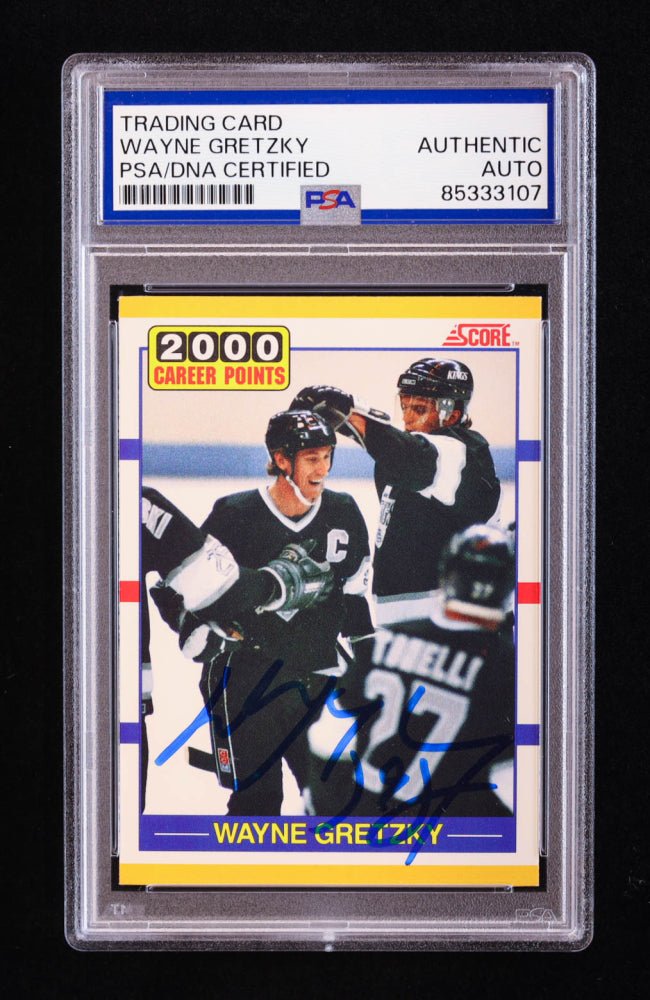Wayne Gretzky Signed 1990-91 Score Rookie Traded #110T / 2000th Point (PSA) (Online Order Only)