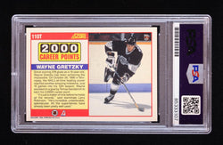 Wayne Gretzky Signed 1990-91 Score Rookie Traded #110T / 2000th Point (PSA) (Online Order Only)