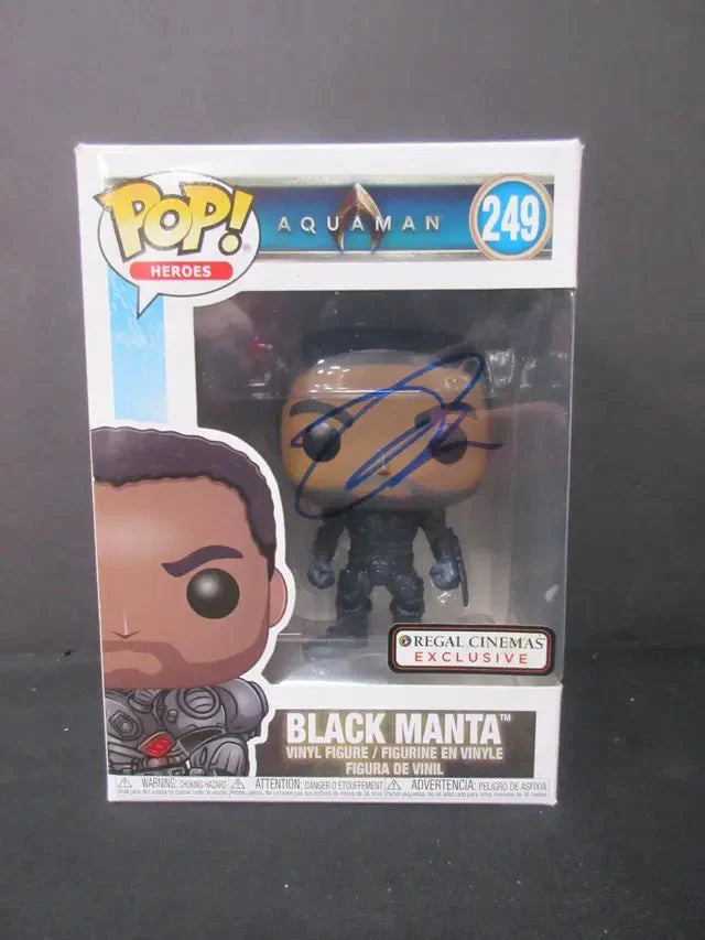 Yahya Abdul Manteen Signed Aquaman  Black Manta Funko Pop Heroes #249 w COA 106654 (Online Order Only)