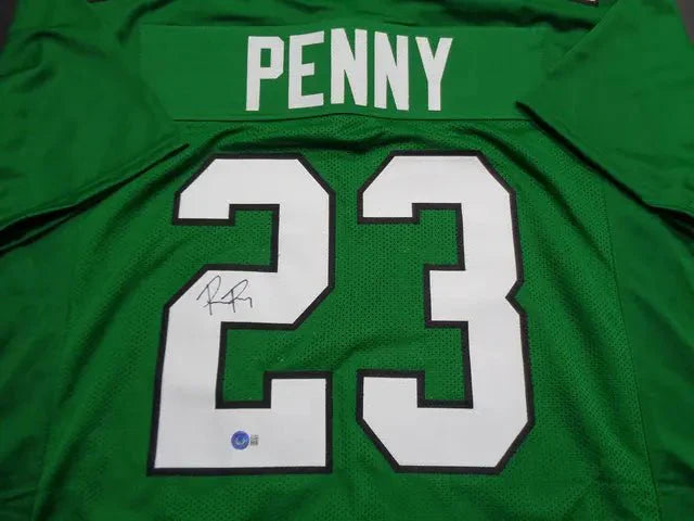 Rashaad Penny Philadelphia Eagles Autographed Custom Football Jersey Beckett Hologram (Online Order Only)