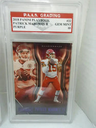 Patrick Mahomes II Chiefs 2018 Panini Playbook Purple #32 graded PAAS Gem Mint 10 (Online Order Only)