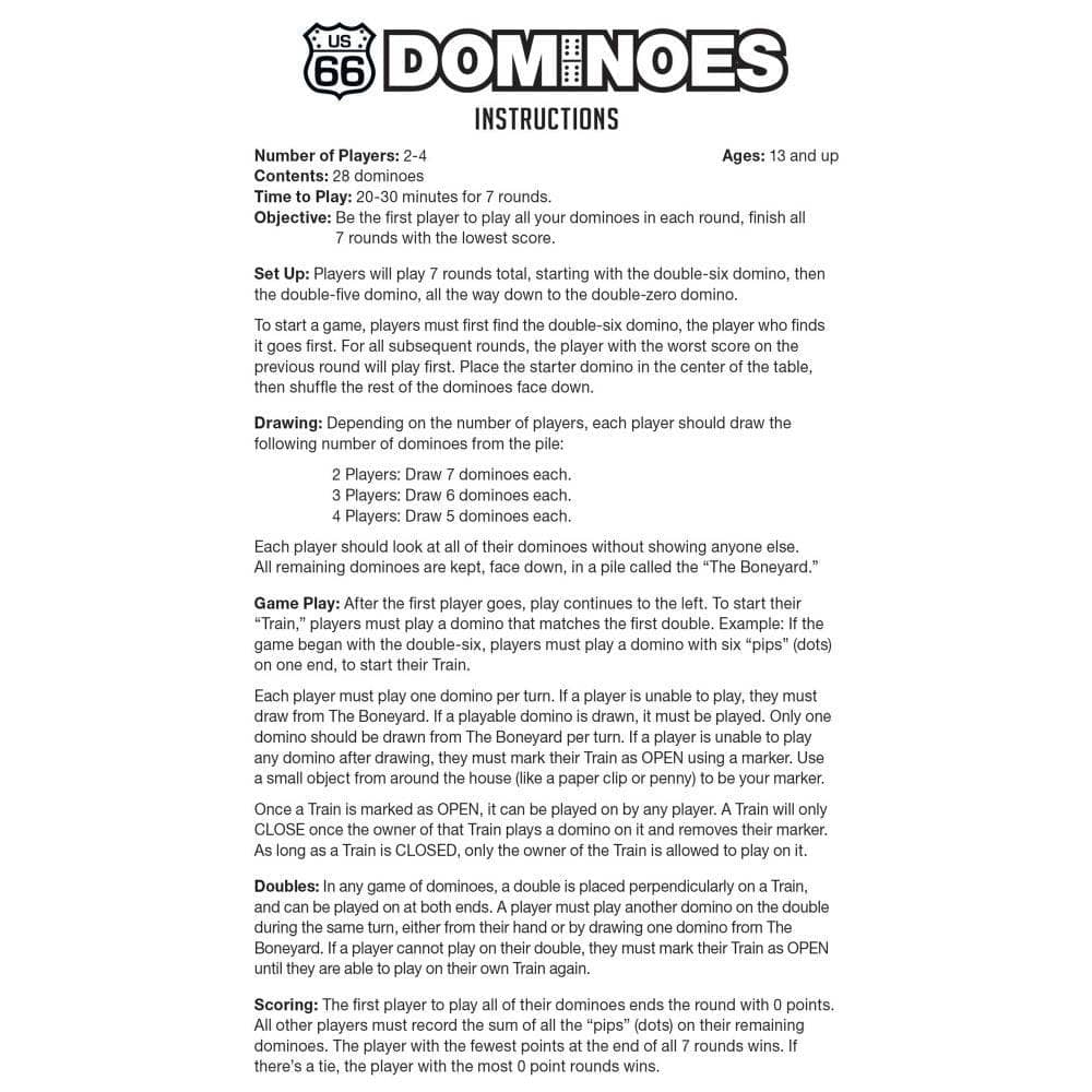 Route 66 Dominoes - 100th Anniversary (ONLINE ORDER ONLY)