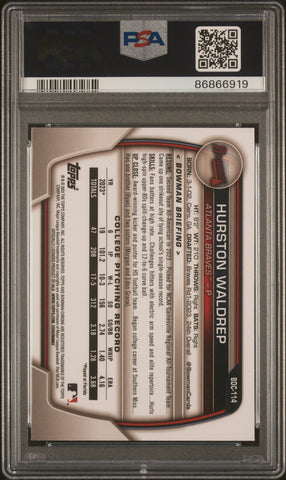 Graded 2023 Topps Bowman Draft Sapphire Hurston Waldrep #BDC114 Rookie RC Baseball Card PSA 10 Gem Mint (ONLINE ORDER ONLY)