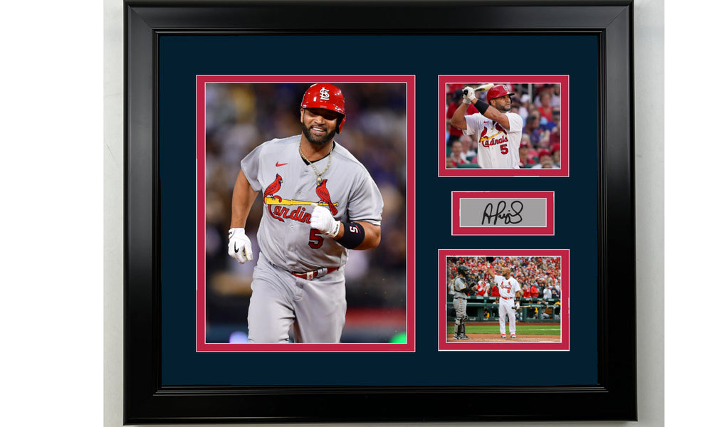 Framed Albert Pujols St. Louis Cardinals Facsimile Laser Engraved Signature Baseball 14x11 3 Photo Collage (ONLINE ORDER ONLY)