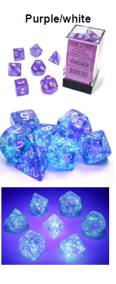Borealis Purple/white 7-Dice / 16mm / 12mm / 30mm Luminary (Online Only)