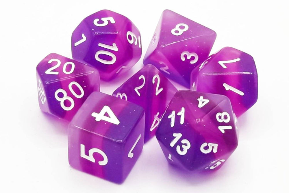 Old School 7 Piece DnD RPG Dice Set: Gradients - Purple Aurora