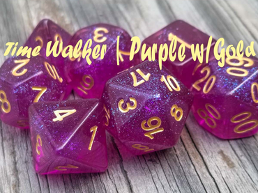 Time Walker | Purple w/Gold Glitter 7-Dice Set RPG Dice Set (Online Only)