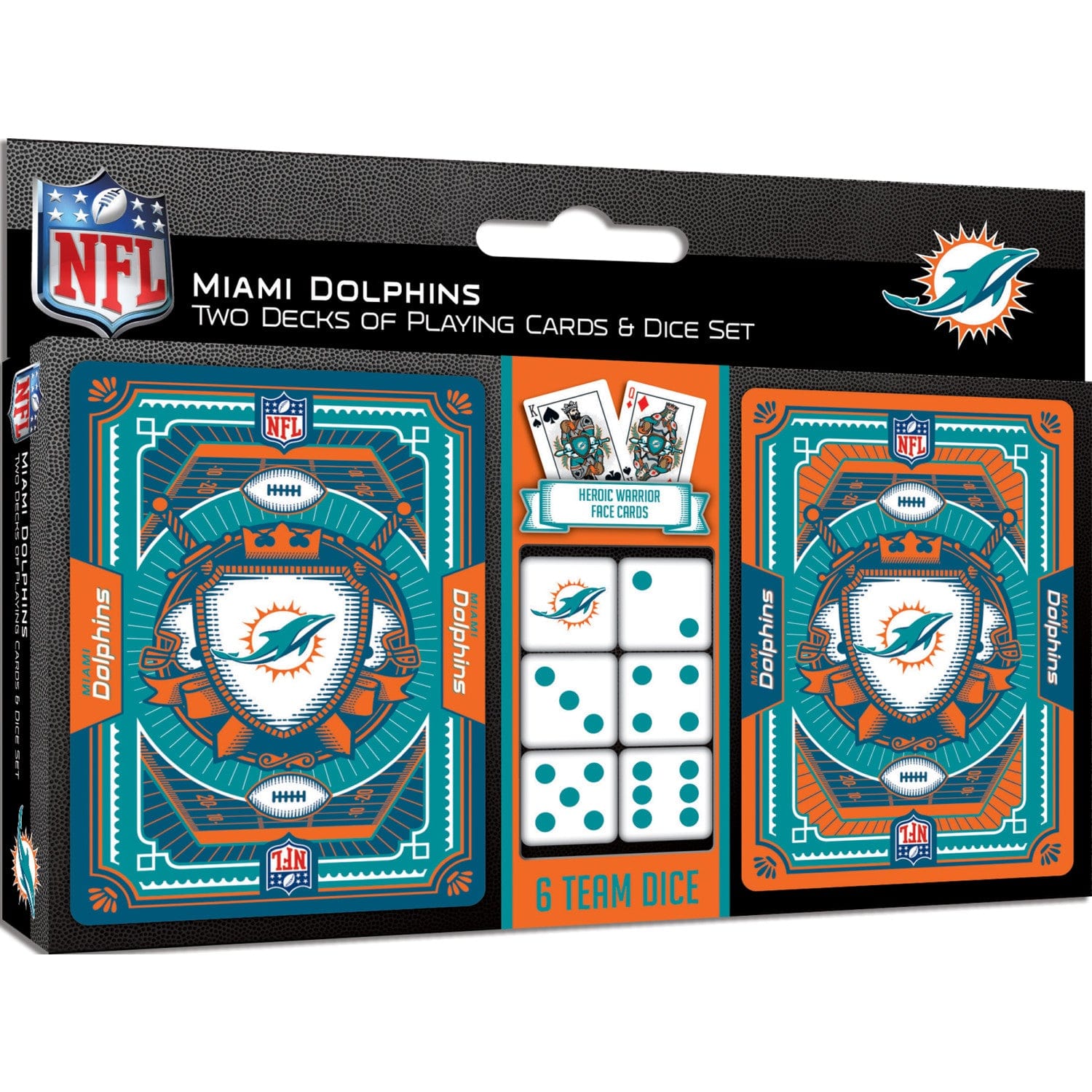 Miami Dolphins - 2-Pack Playing Cards & Dice Set (ONLINE ORDER ONLY)