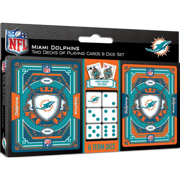 Miami Dolphins - 2-Pack Playing Cards & Dice Set (ONLINE ORDER ONLY)
