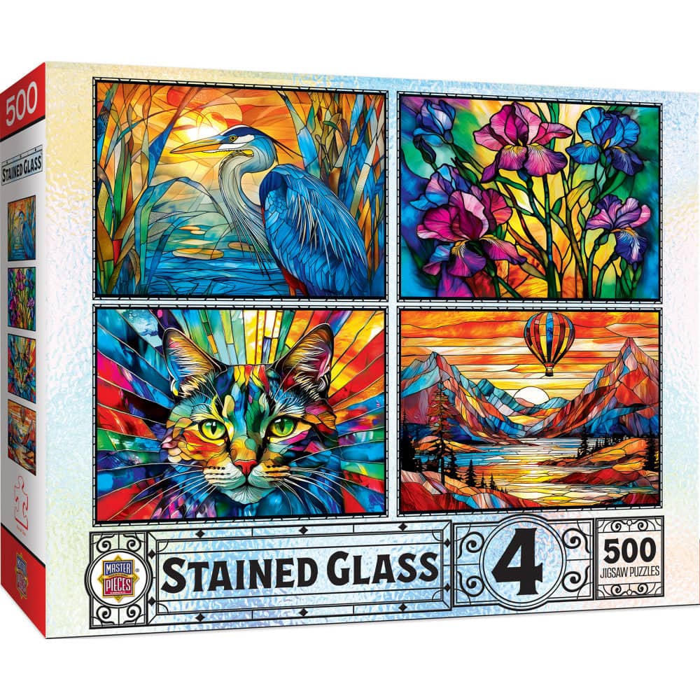 Stained Glass - 500 Piece Jigsaw Puzzles 4 Pack (ONLINE ORDER ONLY)