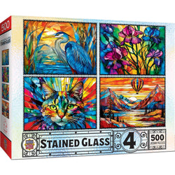 Stained Glass - 500 Piece Jigsaw Puzzles 4 Pack (ONLINE ORDER ONLY)
