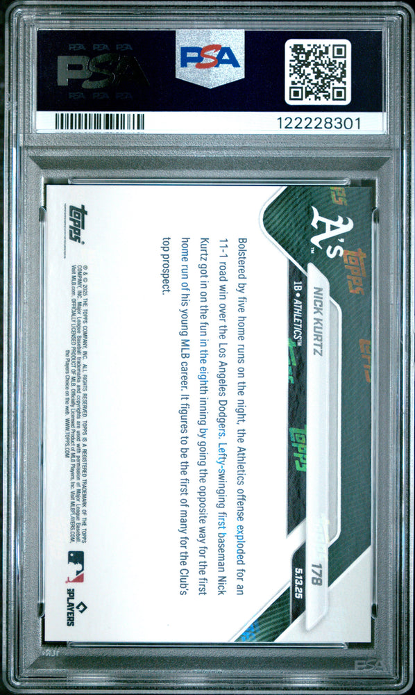Graded 2025 Topps Now Nick Kurtz #178 Rookie RC Baseball Card PSA 10 Gem Mint (ONLINE ORDER ONLY)