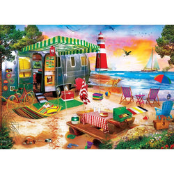 Paradise Beach - Oceanside Camping 500 Piece Jigsaw Puzzle (ONLINE ORDER ONLY)
