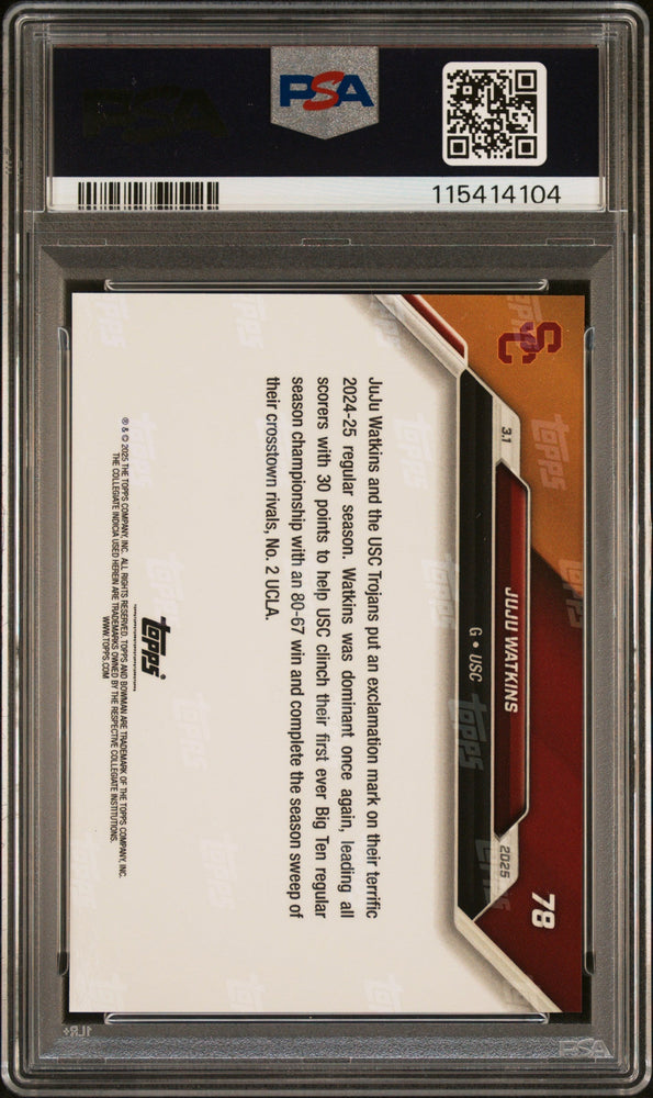 Graded 2024 Topps Bowman U Now JuJu Watkins #78 Rookie RC Basketball Card PSA 9 Mint (ONLINE ORDER ONLY)