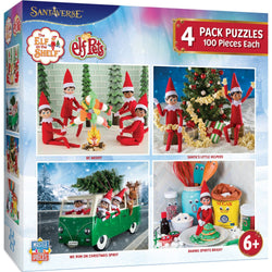 Elf on the Shelf 4-Pack 100 Piece Jigsaw Puzzles - V2 (ONLINE ORDER ONLY)