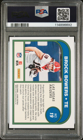 Graded 2024 Panini Score Brock Bowers #19 Protential Rookie RC Football Card PSA 10 Gem Mint (ONLINE ORDER ONLY)